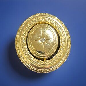 Vintage Avon Gold-tone Oval Spinner Locket Brooch Rhinestone